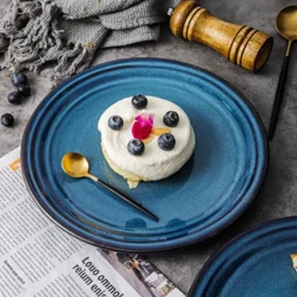 10" Ceramic Dinner Plates - Large Porcelain Dinner Plates - Set of 4 (Blue) - Picture 8 of 13